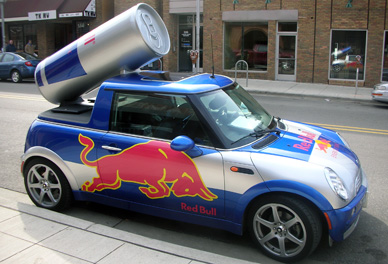 Mini Cooper converted to Red Bull car